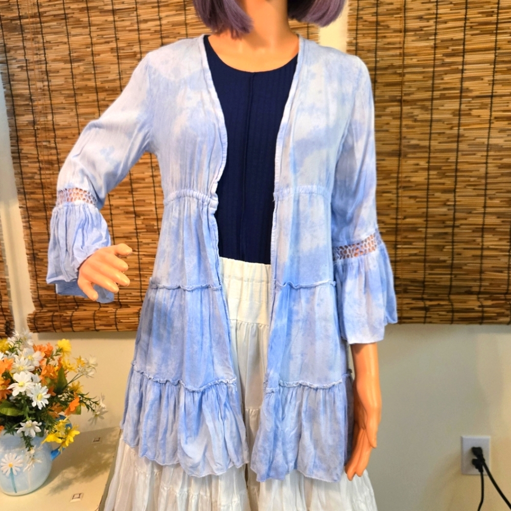 Raviya Tie-Dye Open Front Flare Cardigan